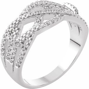 14K White Gold 3/8 CTW Natural Diamond Criss-Cross Ring