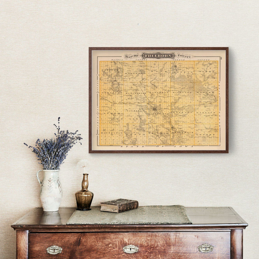 Vintage Map of Freeborn County, Minnesota 1874