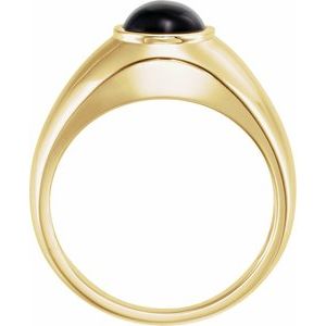 14K Yellow Gold Natural Black Onyx Bezel-Set Ring