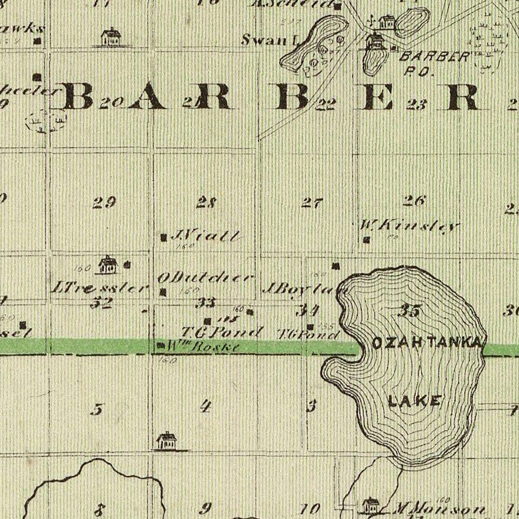 Vintage Map of Faribault County, Minnesota 1874