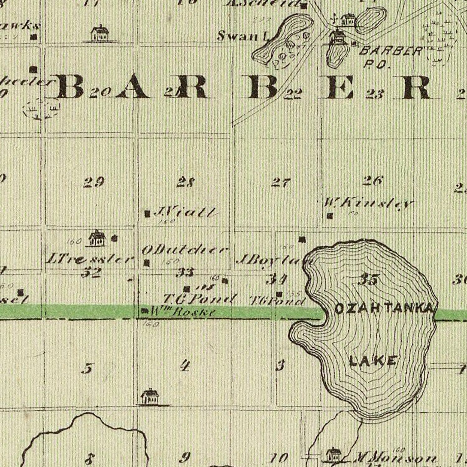 Vintage Map of Faribault County, Minnesota 1874