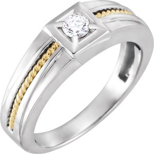 14K White/Yellow Gold 1/4 CTW Natural Diamond Rope Ring
