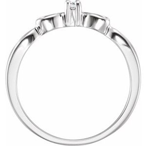 14K White Gold .03 CT Youth Natural Diamond Heart Ring