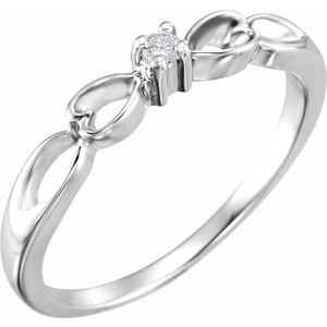 14K White Gold .03 CT Youth Natural Diamond Heart Ring