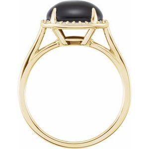 14K Yellow Gold Natural Black Onyx & .04 CTW Natural Diamond Ring