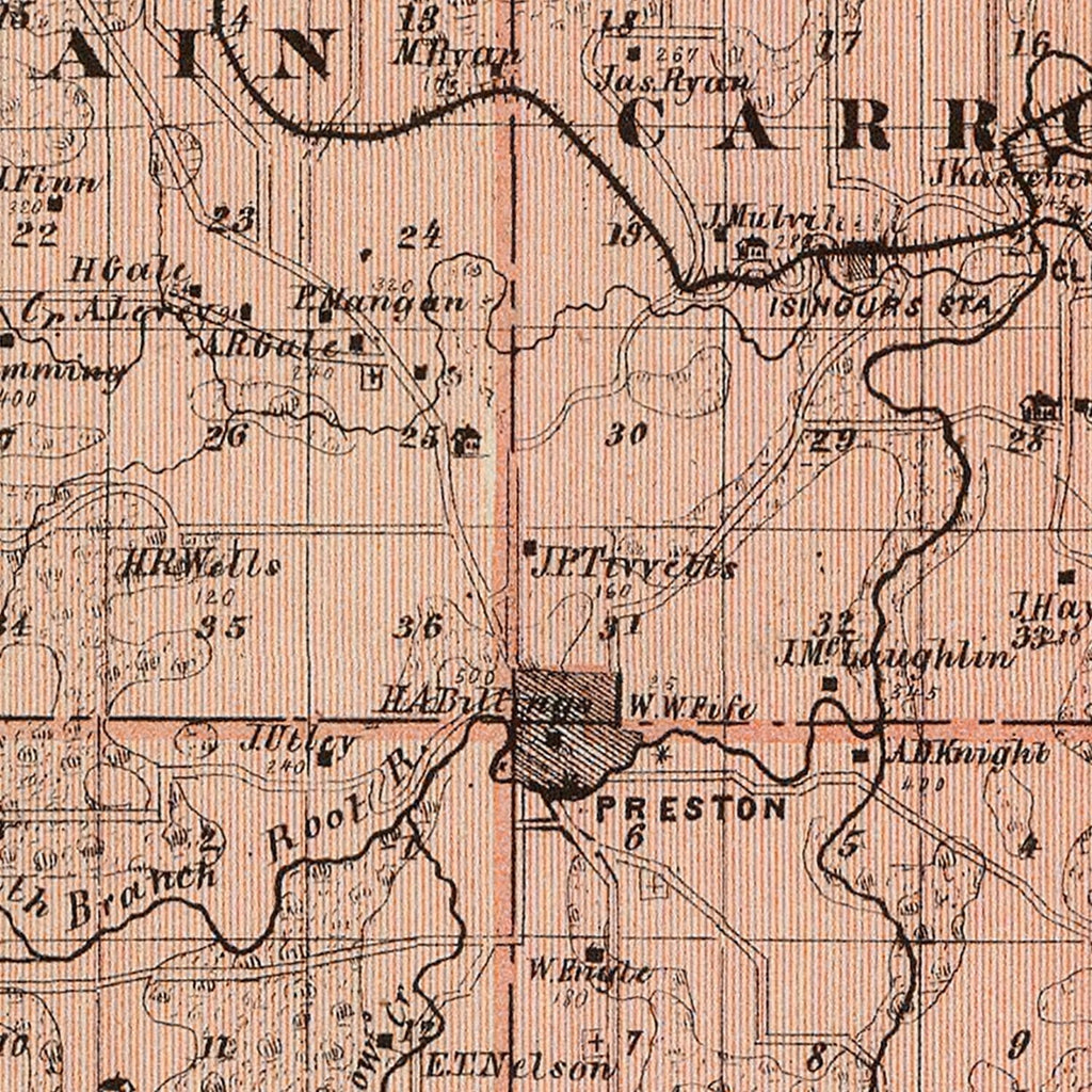 Vintage Map of Fillmore County, Minnesota 1874