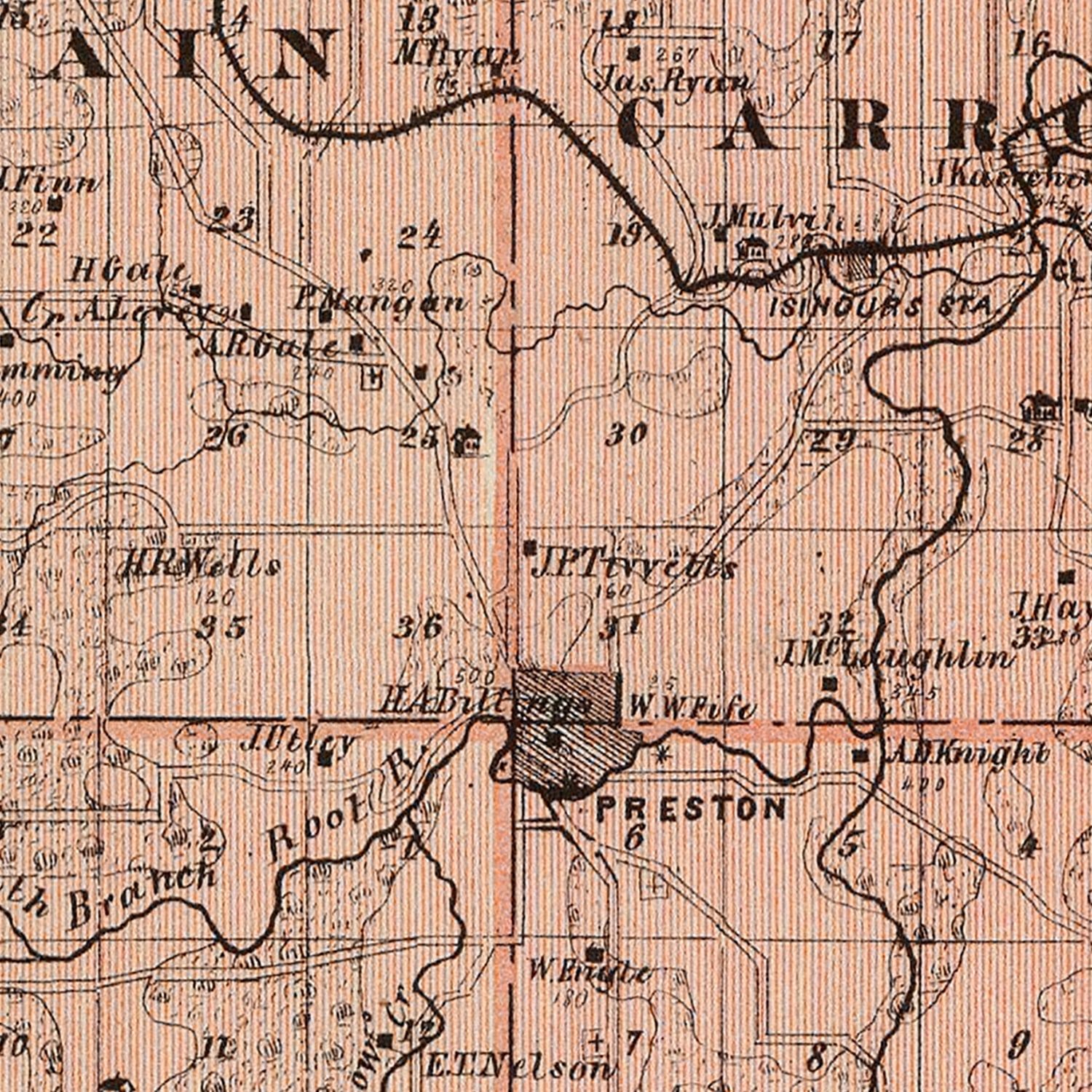Vintage Map of Fillmore County, Minnesota 1874