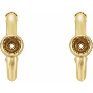 14K Yellow Gold 3.2 mm Round Bezel-Set Huggie Hoop Earring Mounting – image 2