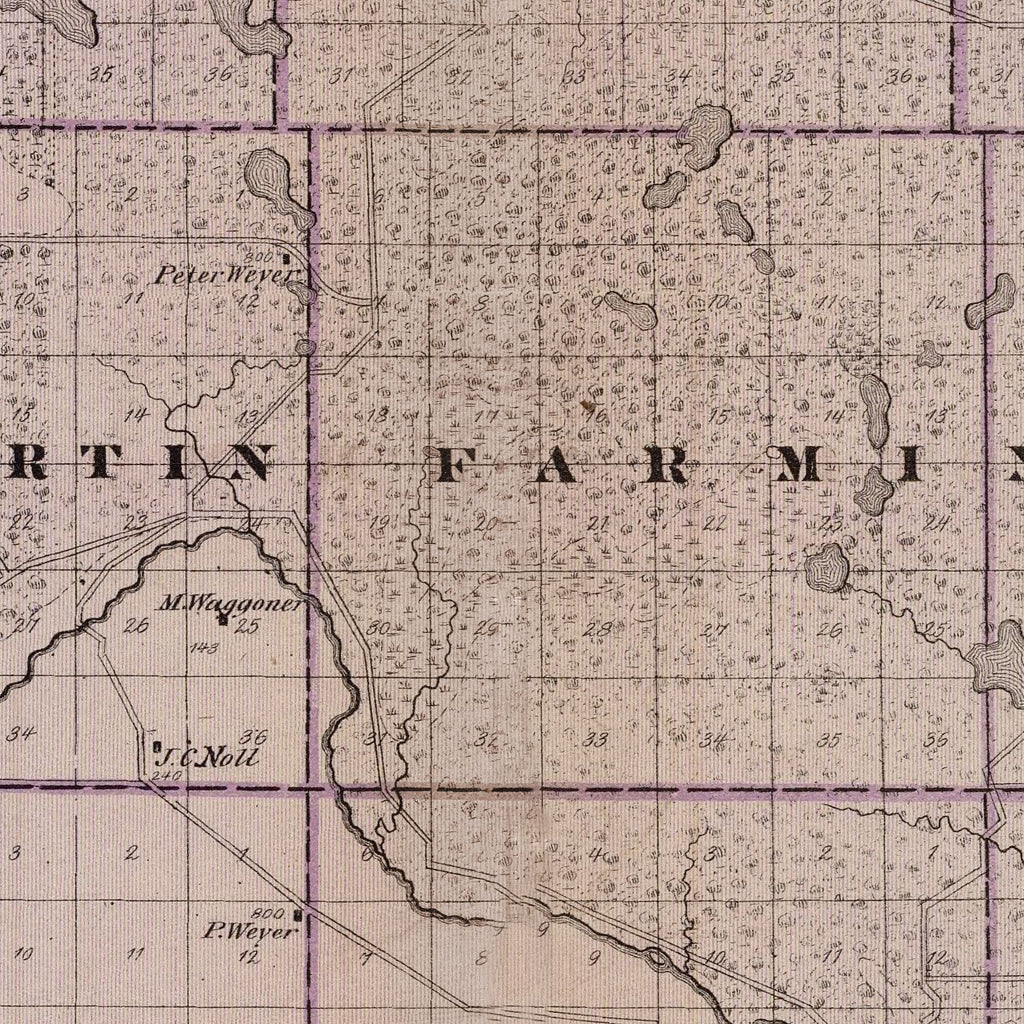 Vintage Map of Stearns County, Minnesota 1874