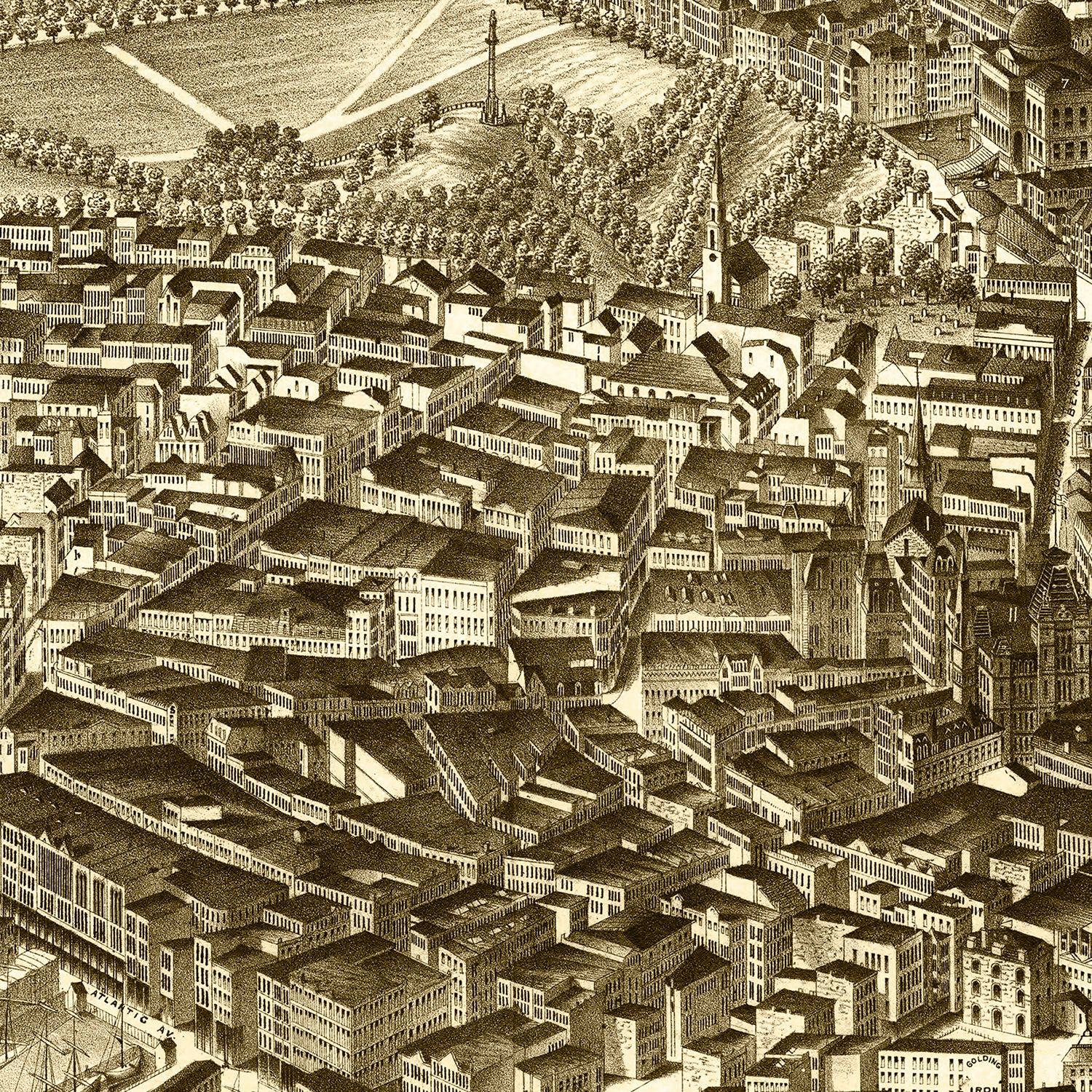 Vintage Map of Boston, Massachusetts 1880