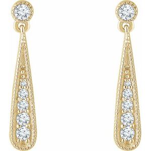14K Yellow Gold 1/6 CTW Natural Diamond Teardrop Earrings – image 2