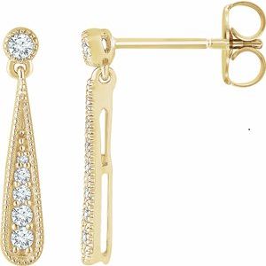 14K Yellow Gold 1/6 CTW Natural Diamond Teardrop Earrings