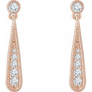 14K Rose Gold 1/6 CTW Natural Diamond Teardrop Earrings