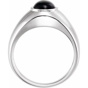 14K White Gold Natural Black Onyx Bezel-Set Ring