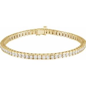 14K Yellow Gold 4 CTW Natural Diamond Line 7 1/4" Bracelet