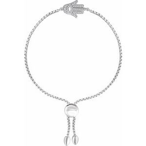 Sterling Silver 1/5 CTW Natural Diamond Hamsa Adjustable Bolo 8" Bracelet