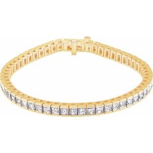 18K Yellow Gold 9 1/3 CTW Natural Diamond Line 7" Bracelet