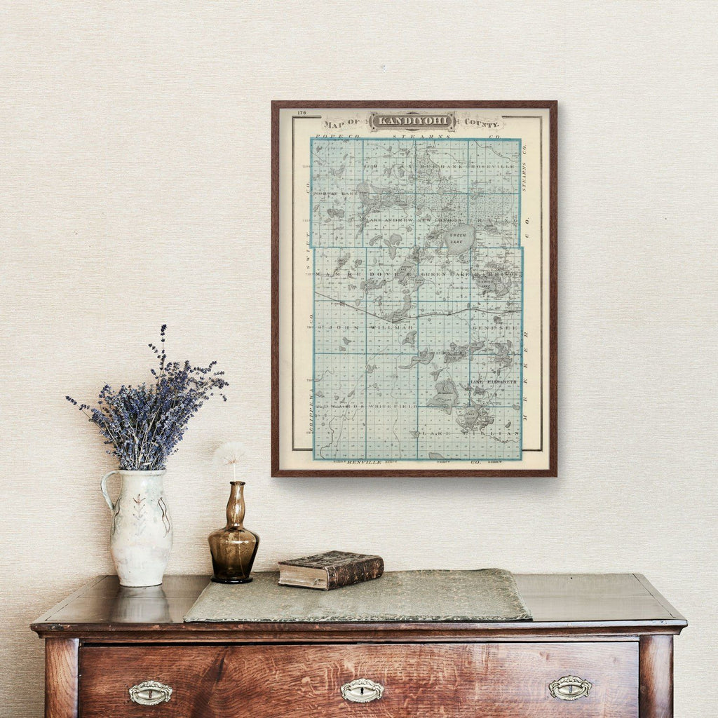 Vintage Map of Kandiyohi County, Minnesota 1874