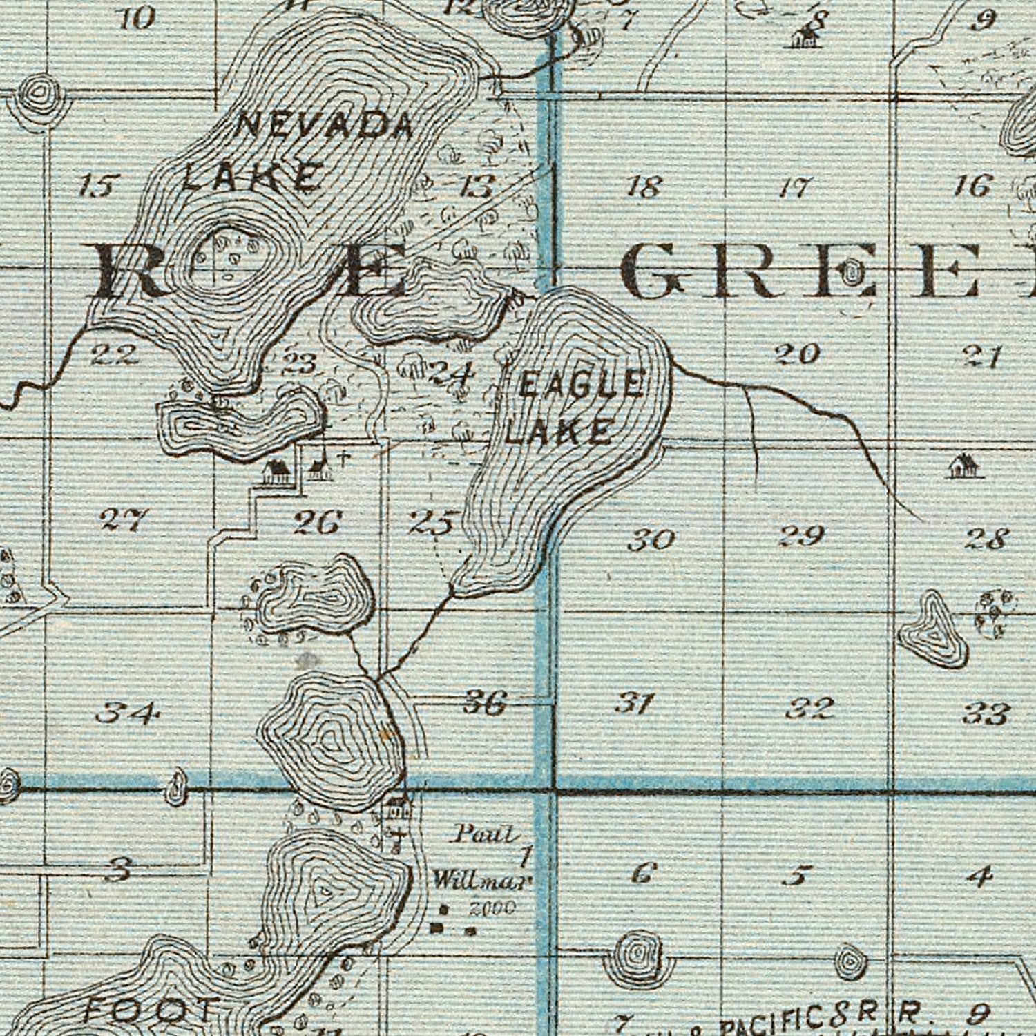 Vintage Map of Kandiyohi County, Minnesota 1874