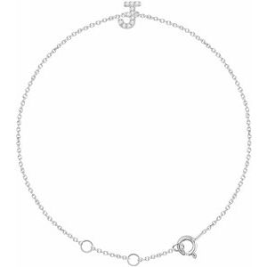 14K White Gold .05 CTW Natural Diamond Initial J 6-7" Bracelet