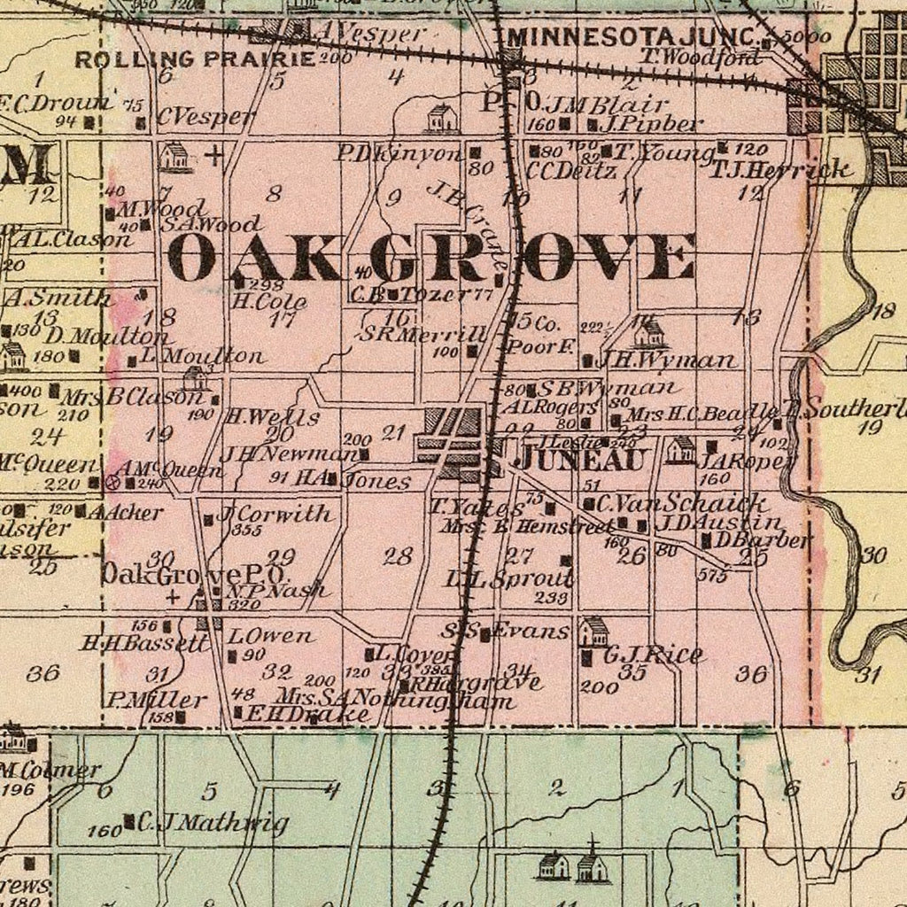 Vintage Map of Dodge County, Wisconsin 1878