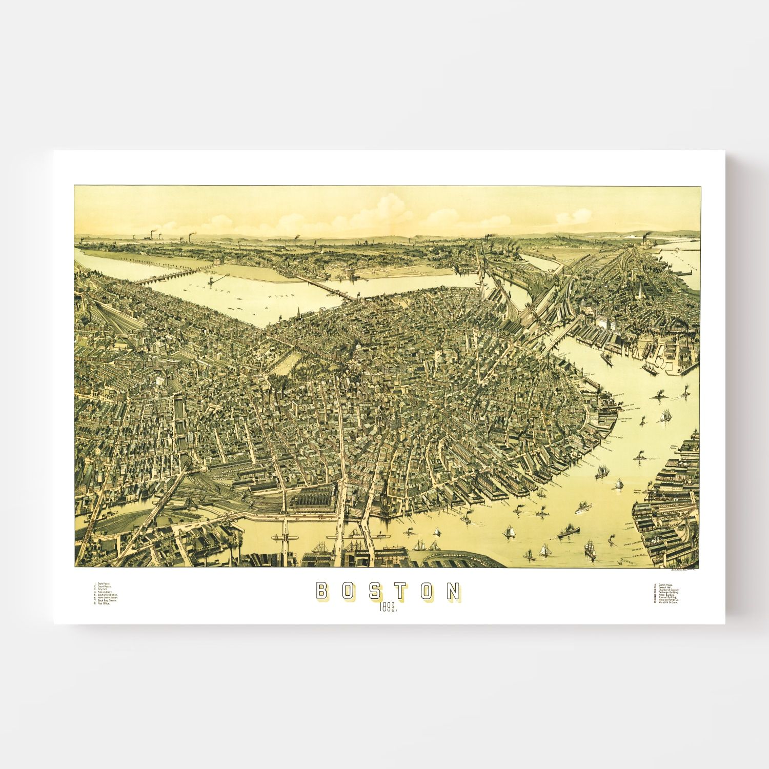 Vintage Map of Boston, Massachusetts 1899