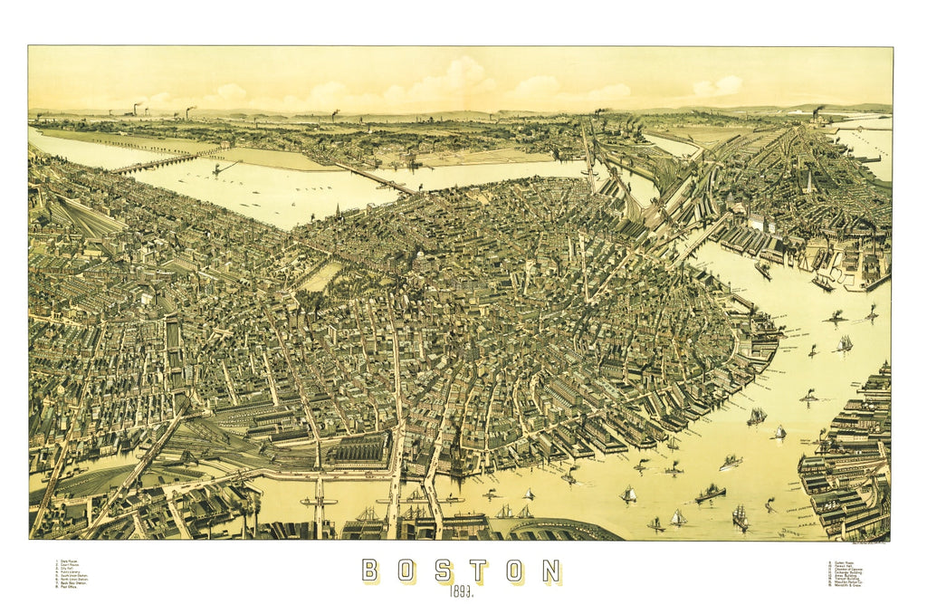 Vintage Map of Boston, Massachusetts 1899