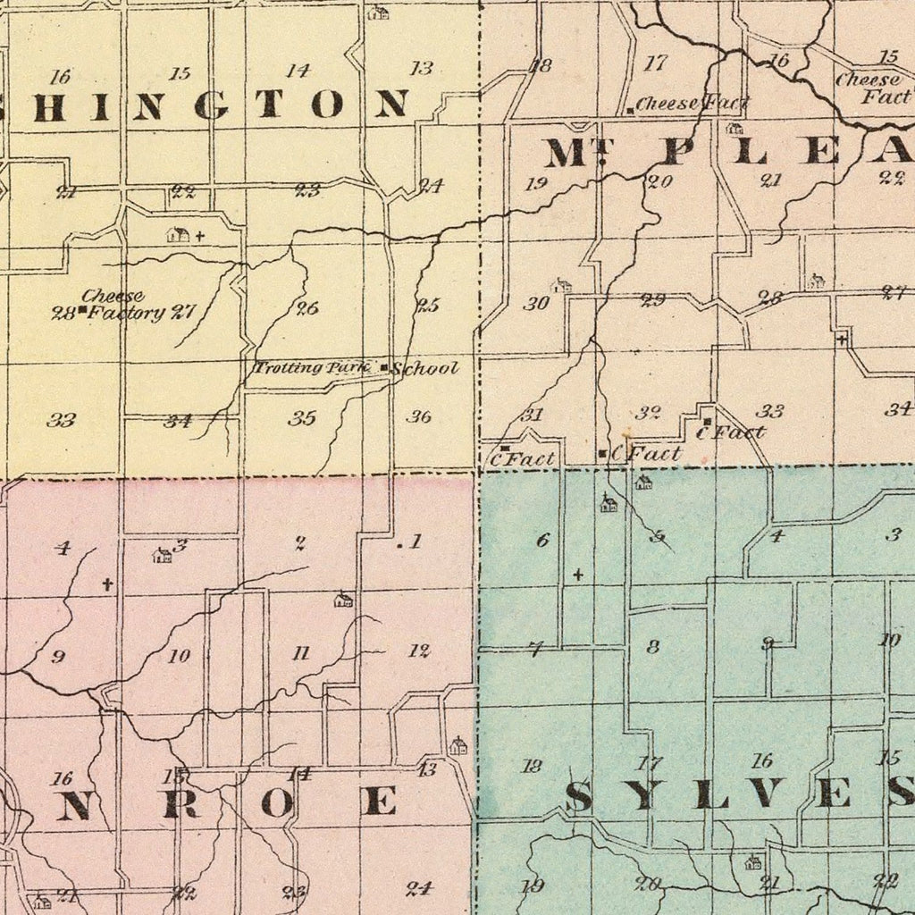 Vintage Map of Green County, Wisconsin 1878