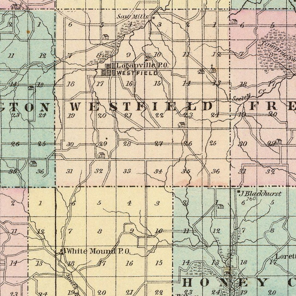 Vintage Map of Sauk County, Wisconsin 1878