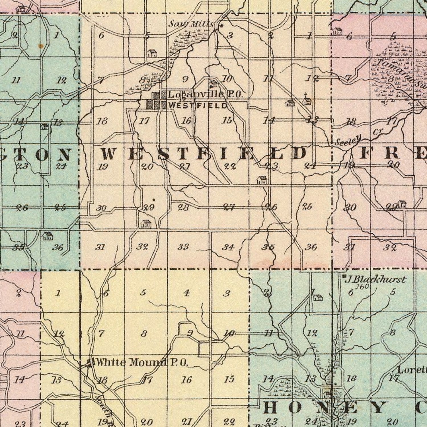 Vintage Map of Sauk County, Wisconsin 1878