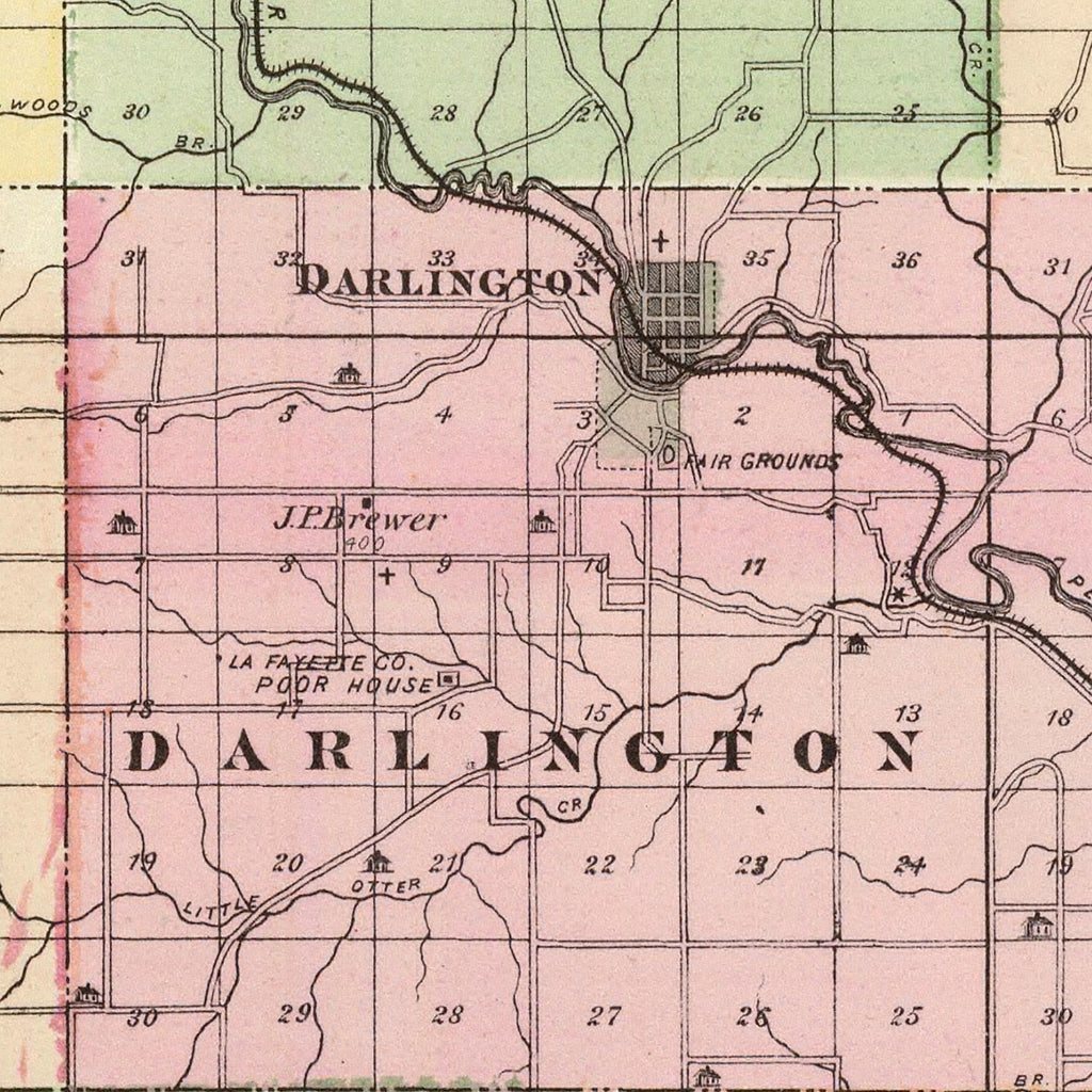 Vintage Map of Lafayette County, Wisconsin 1878
