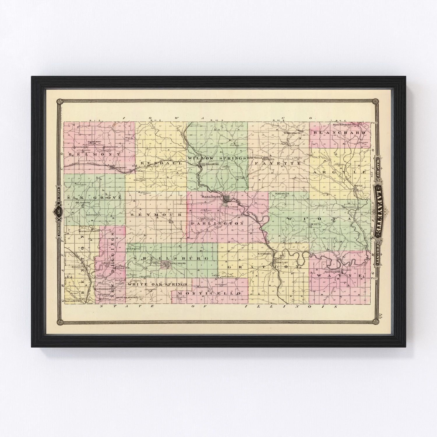 Vintage Map of Lafayette County, Wisconsin 1878