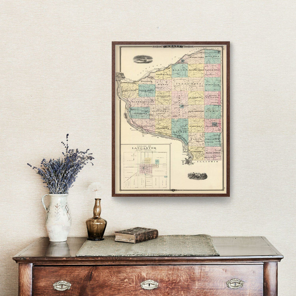 Vintage Map of Grant County, Wisconsin 1878