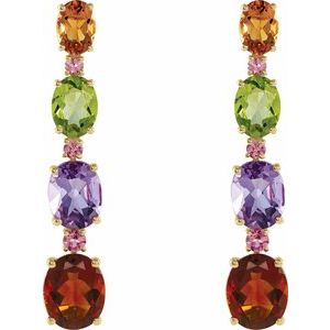 14K Yellow Gold Natural Multi-Gemstone Earrings