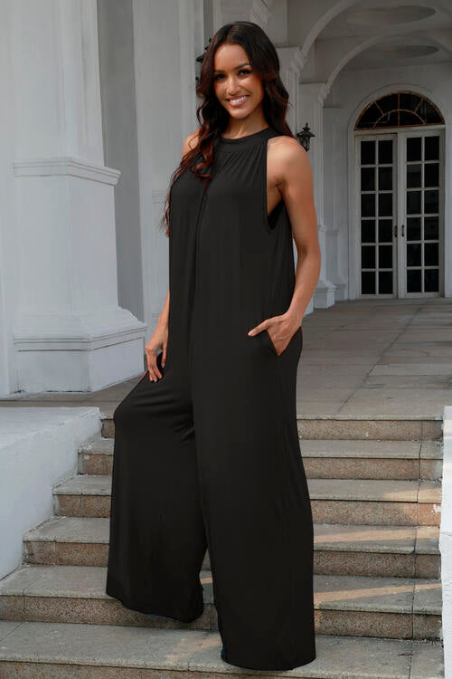 Double Take Tie Back Cutout Sleeveless Jumpsuit Romper up to 3XL