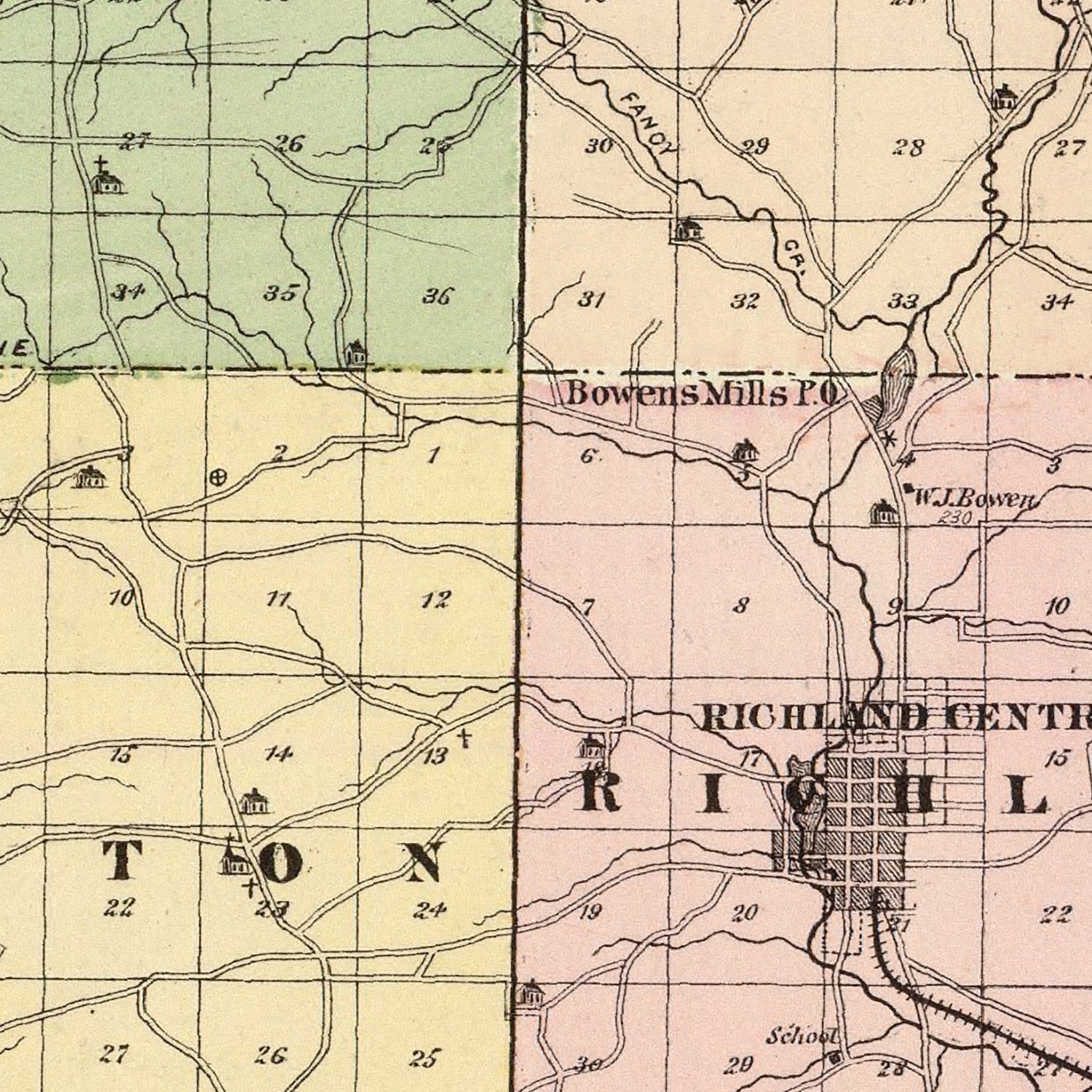 Vintage Map of Richland County, Wisconsin 1878