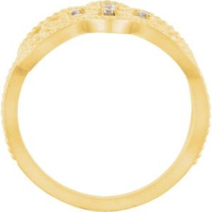 14K Yellow Gold 1/8 CTW Natural Diamond Granulated Ring