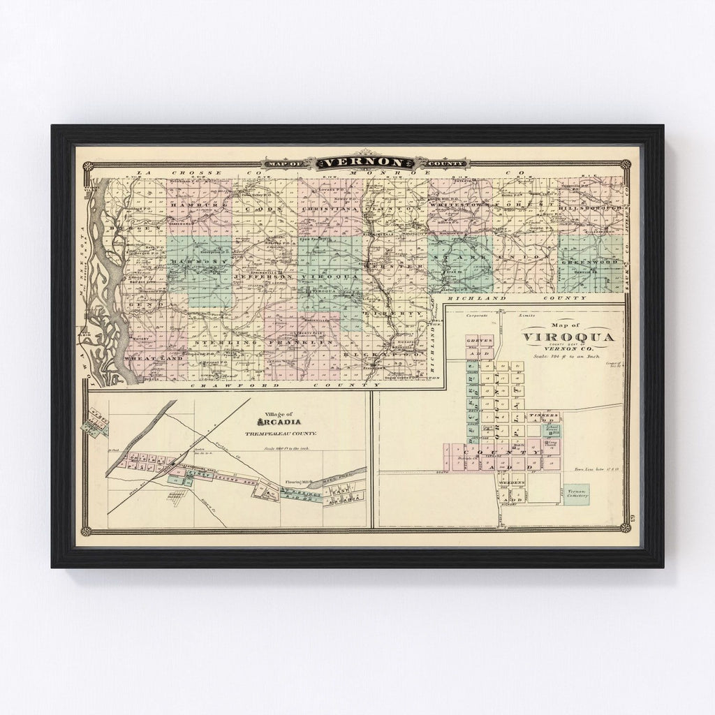 Vintage Map of Vernon County, Wisconsin 1878