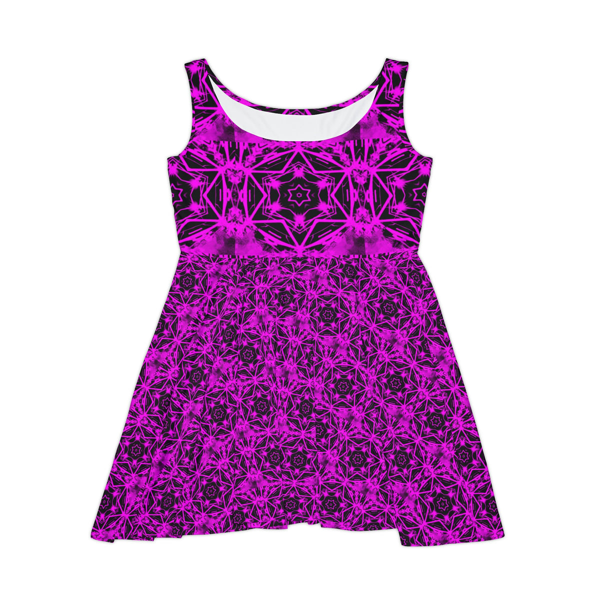 Purple Stars Pattern Printed Skater Dress up to 2XL
