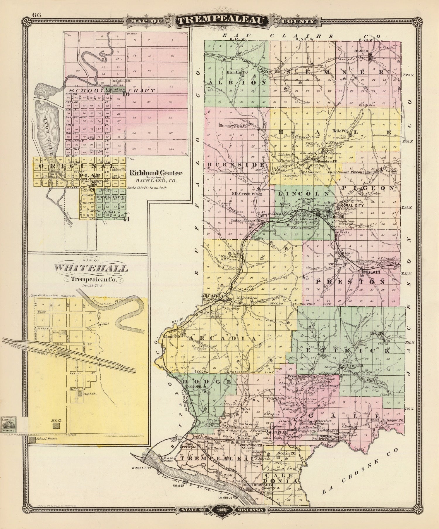 Vintage Map of Trempealeau County, Wisconsin 1878