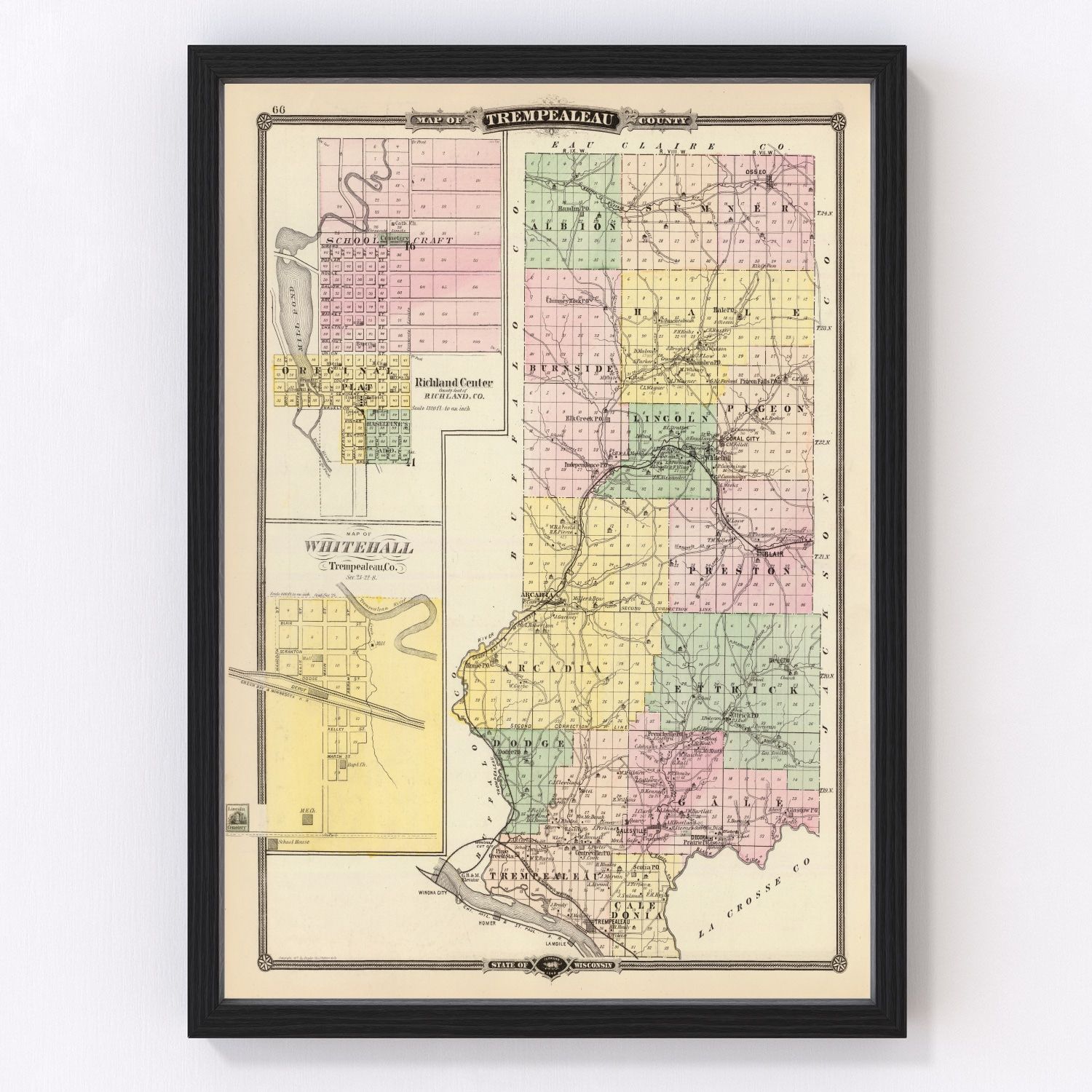 Vintage Map of Trempealeau County, Wisconsin 1878