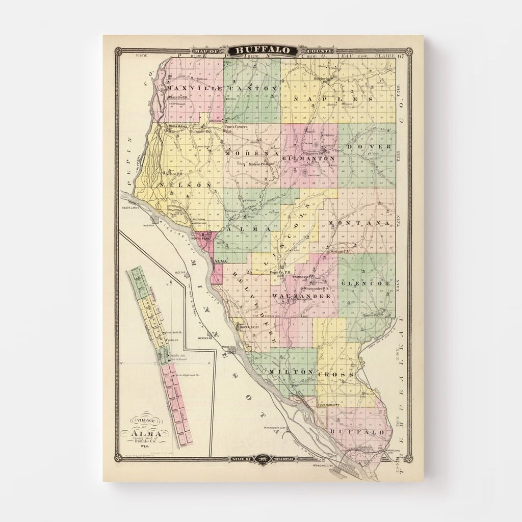 Vintage Map of Buffalo County, Wisconsin 1878