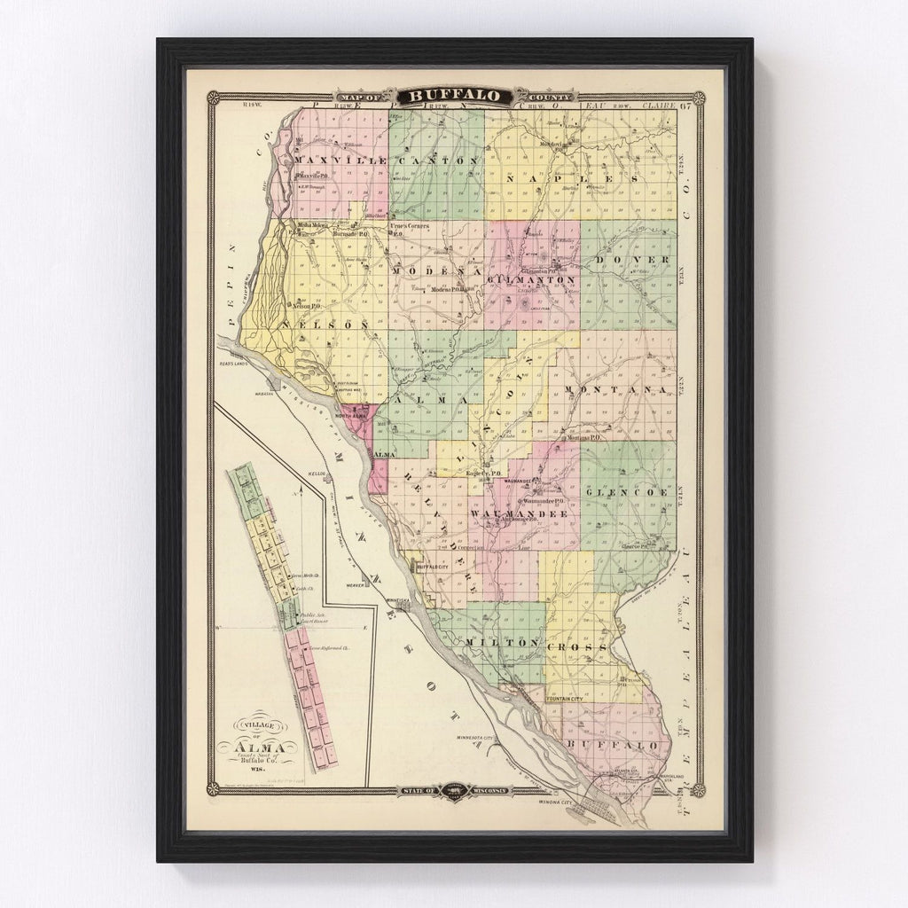 Vintage Map of Buffalo County, Wisconsin 1878