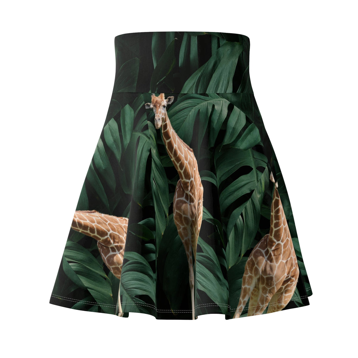 Giraffe Print Women's Skater Skirt, Tropical Skirt, Boho Fashion, Summer Outfit, Eco-Style, Nature Lover Gift