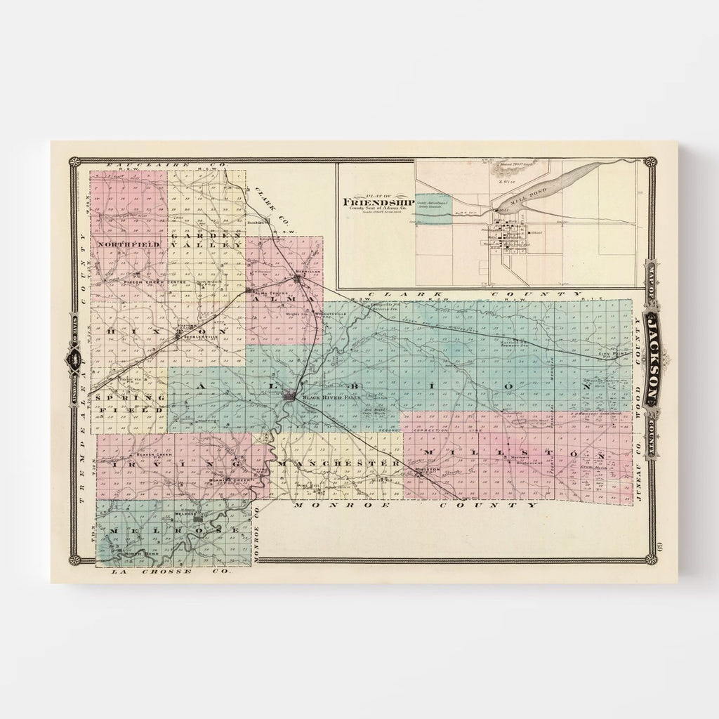 Vintage Map of Jackson County, Wisconsin 1878