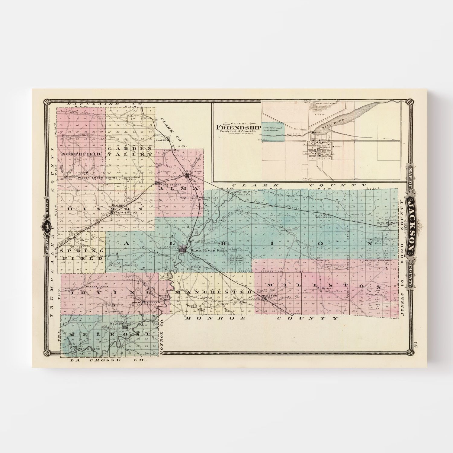 Vintage Map of Jackson County, Wisconsin 1878