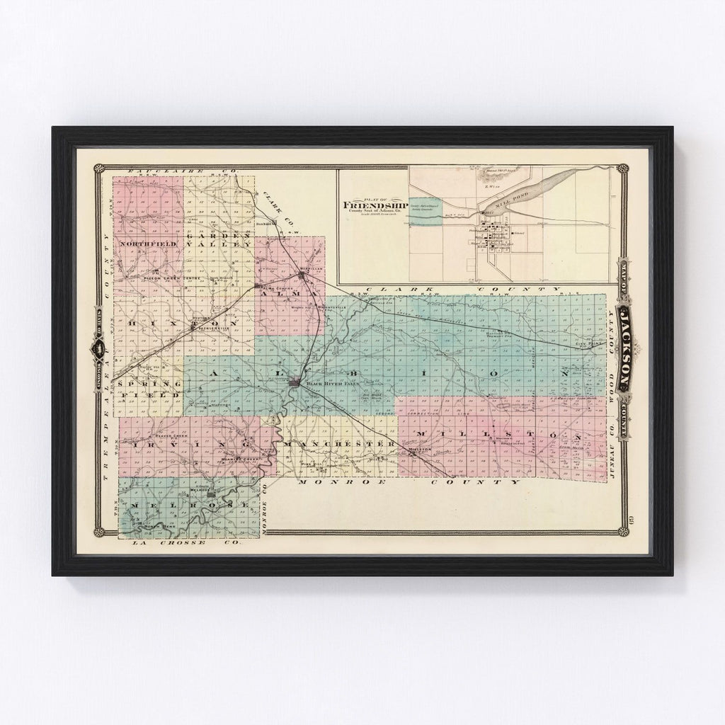 Vintage Map of Jackson County, Wisconsin 1878