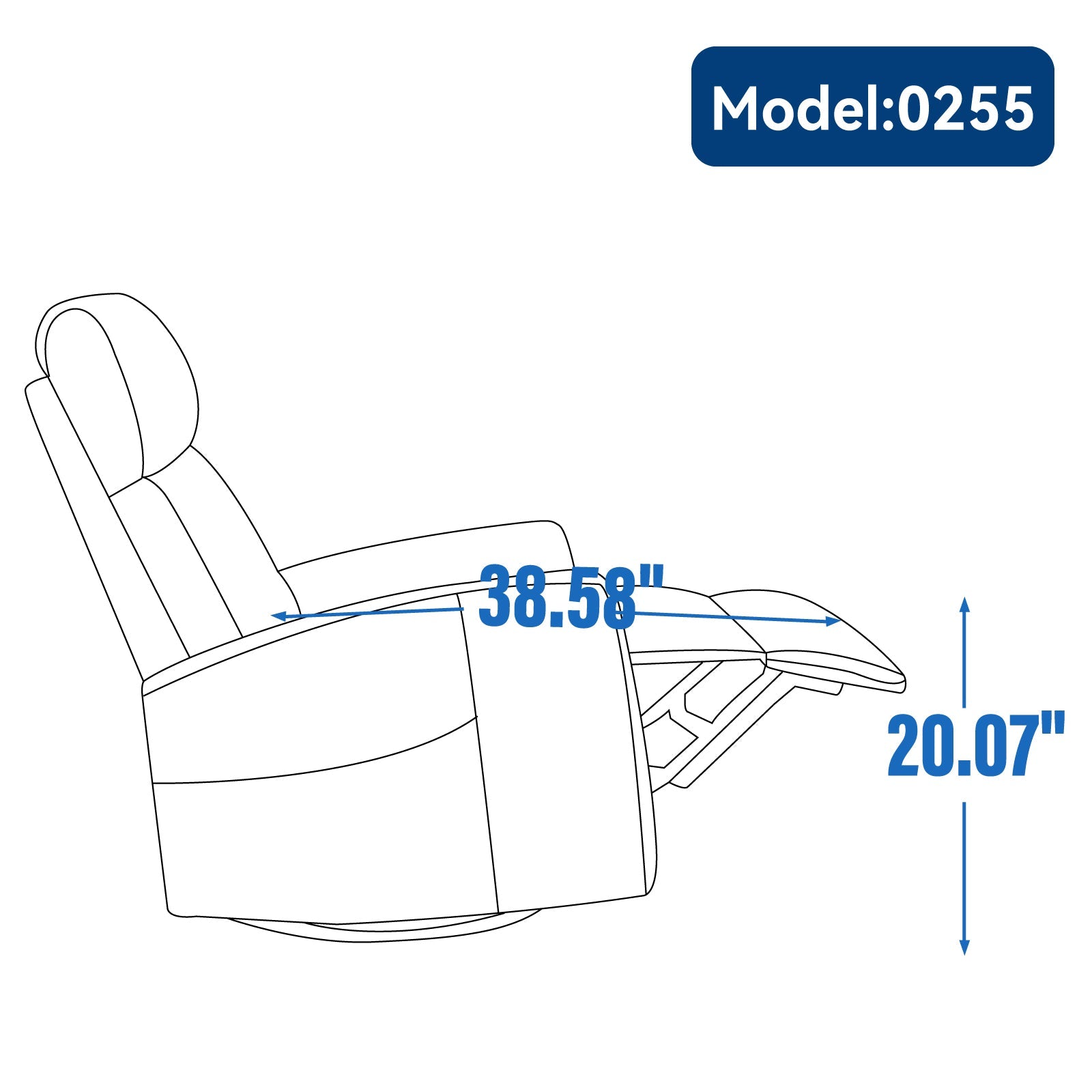 Heat Massage Manual Recliner Chair with Rocker and Swivel in Fabric for Living Room, Grey