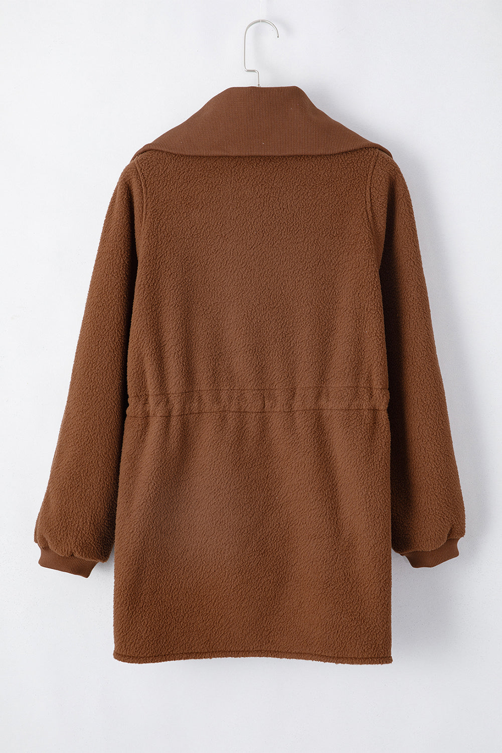 Solid Half-Zip Fleece Pocketed Sweatshirt