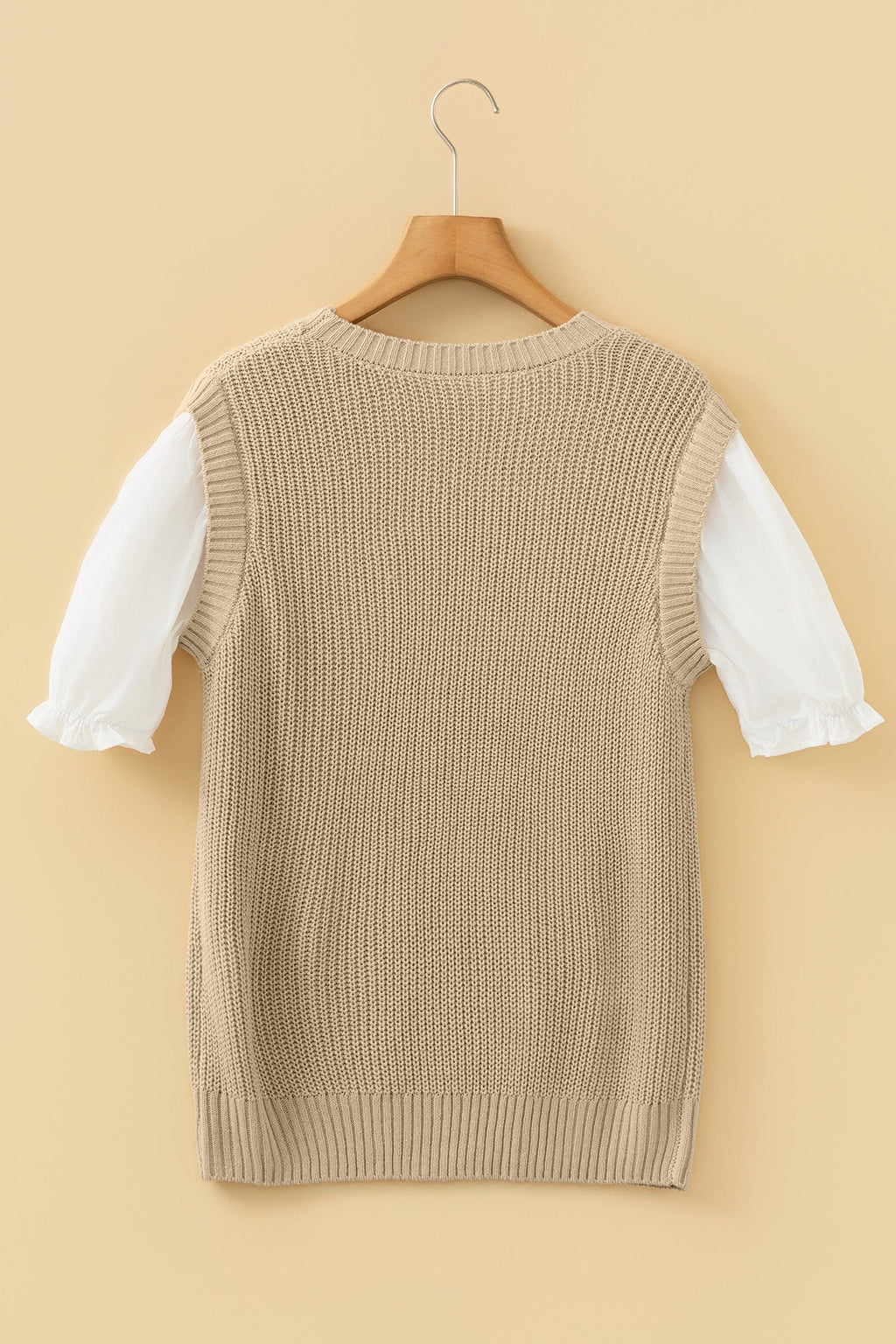 Colorblock Short Sleeve Patchwork Sweater Top